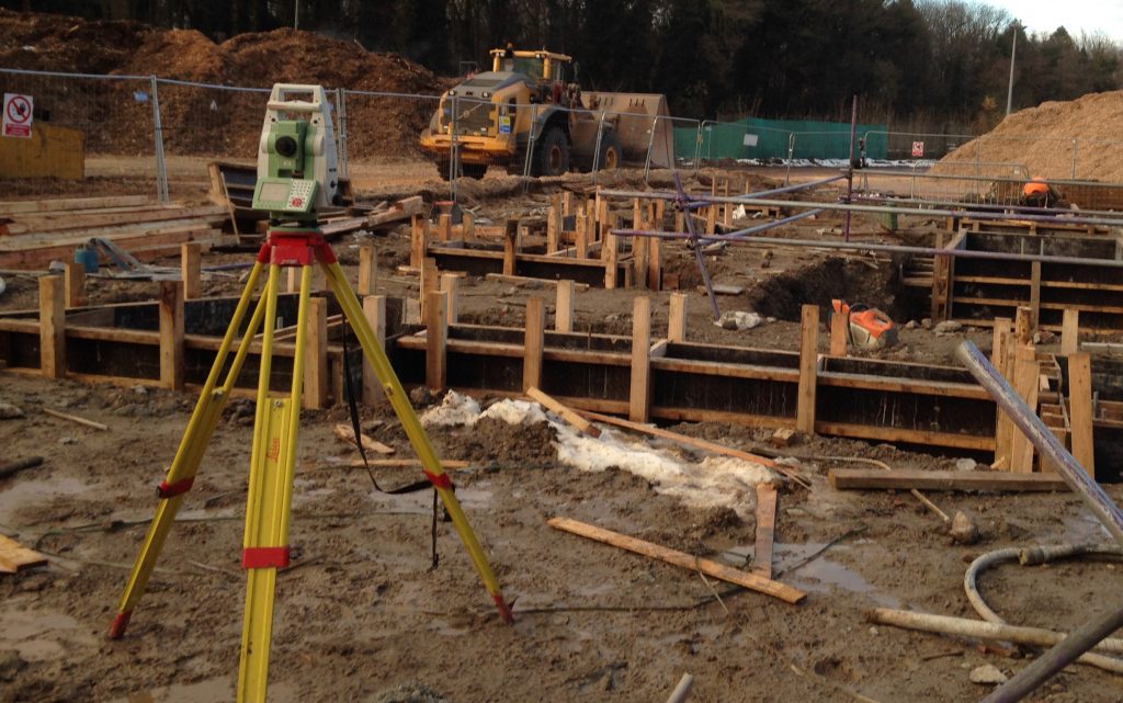 Site setting out surveying on construction site
