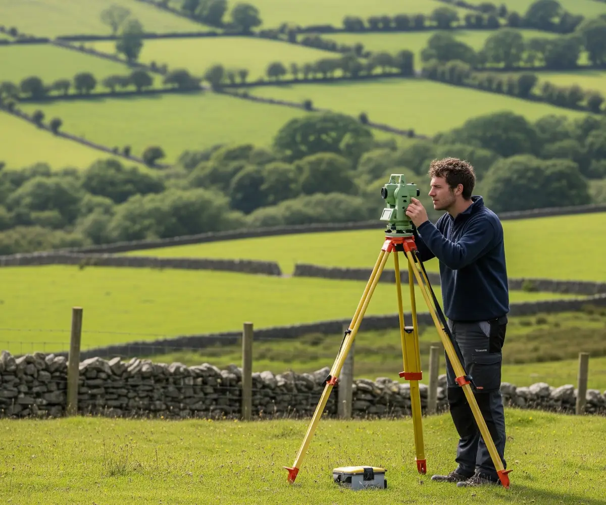 Topographical survey equipment in the field